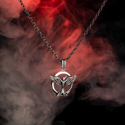 925 Ayar Gümüş Anka Kuşu Erkek Kolye (Kalın Zincirli) - 4