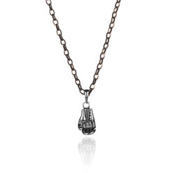 925 Ayar Gümüş Boks Eldiveni Kolye (Kalın Zincirli) - 2