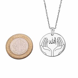 925 Ayar Gümüş Dua Kolye Allah Yazılı - 3