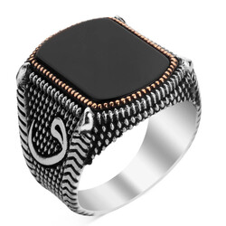 925 Ayar Gümüş Siyah Oniks Taşlı Vavlı Erkek Yüzük