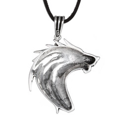 Alpha Wolf 925 Ayar Gümüş Kurt Erkek Kolye Deri İpli - 2