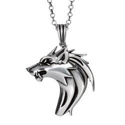 Alpha Wolf 925 Ayar Gümüş Kurt Erkek Kolye Kalın Zincirli - 1