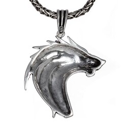 Alpha Wolf 925 Ayar Gümüş Kurt Erkek Kolye Kral Zincirli - 2
