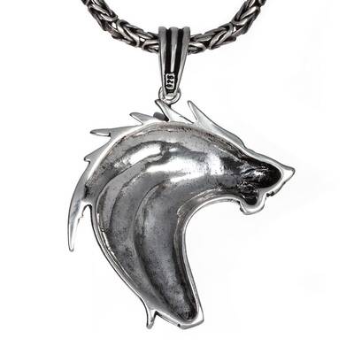 Alpha Wolf 925 Ayar Gümüş Kurt Erkek Kolye Kral Zincirli - 2