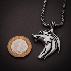 Alpha Wolf 925 Ayar Gümüş Kurt Erkek Kolye Kral Zincirli - 3