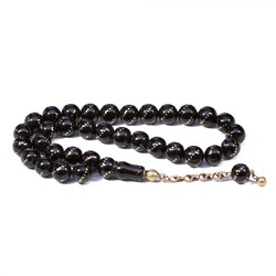 Altın İşlemeli Küre Kesim Oltu Tesbih