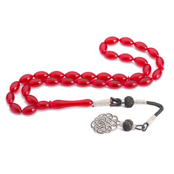 Arpa Kesim Kırmızı Sıkma Kehribar Tesbih