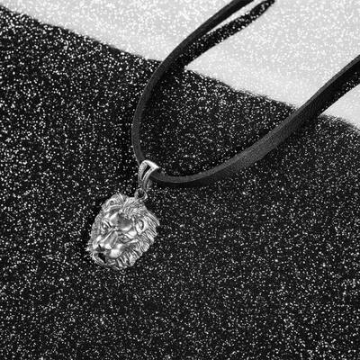 Aslan Motifli Gümüş Erkek Kolye - 4