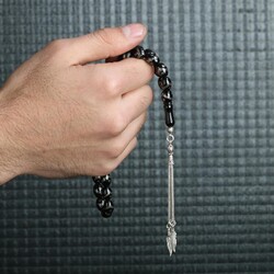 Ay Yıldız Püsküllü Oltu Taşı Tesbih - 2