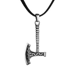 Balta Motifli Gümüş Erkek Kolye