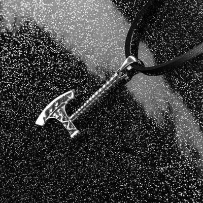 Balta Motifli Gümüş Erkek Kolye - 4