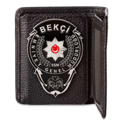 Bekçi Rozetli Katlamalı Klasik Cüzdan Siyah