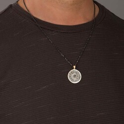Çift Taraflı Mührü Süleyman ve Ayet-el Kürsi Gümüş Erkek Kolye Kalın Zincirli - 5