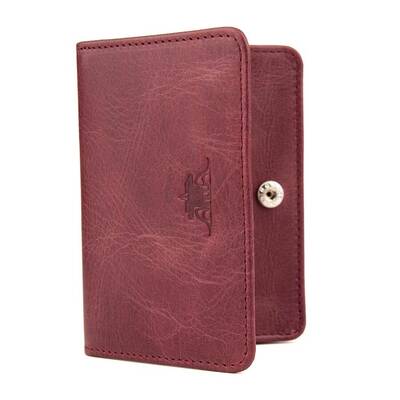 Anıtolia Spor Tasarım Çıtçıtlı Crazy Deri Erkek Kartlık Cüzdan Bordo - 5