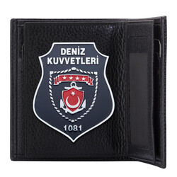Anı Yüzük - Deniz Kuvvetleri Rozetli Klasik Cüzdan Siyah