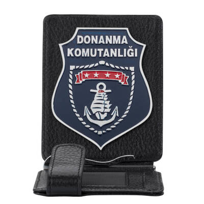 Donanma Komutanlığı Rozetli Para Tokalı Kartlık Cüzdan Siyah