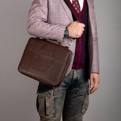 Exclusive Hakiki Deri Organizer Çanta Kahverengi - 3