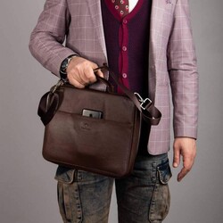 Exclusive Hakiki Deri Organizer Çanta Kahverengi - 7