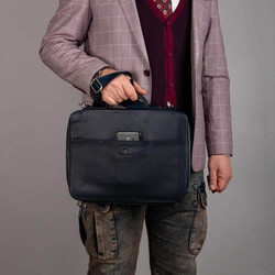 Exclusive Hakiki Deri Organizer Çanta Lacivert - 6