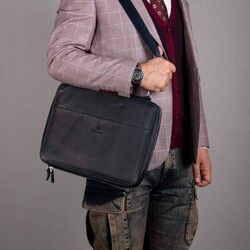 Exclusive Hakiki Deri Organizer Çanta Lacivert - 7