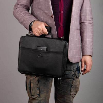 Exclusive Hakiki Deri Organizer Çanta Siyah - 6