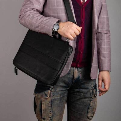 Exclusive Hakiki Deri Organizer Çanta Siyah - 7