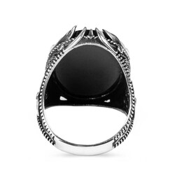 Fasetalı Siyah Zirkon Taş Kılıç Figürlü Gümüş Erkek Yüzük - 4