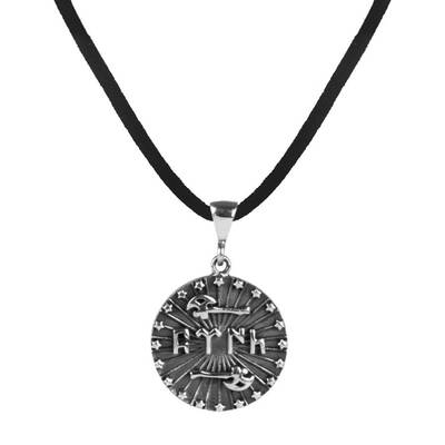 Göktürkçe Türk ve Balta Figürlü Gümüş Erkek Kolye - 1