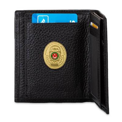 Gold Renk Gümrük Muhafaza Kaçakçılık Mini Rozetli Klasik Deri Cüzdan Siyah Model 2
