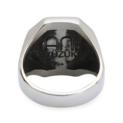 Gümüş Erkek Burç Yüzüğü Akrep Burcu Gümüş-Bronz Renk Yanları Sade Model - Thumbnail