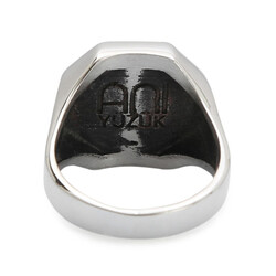 Gümüş Erkek Burç Yüzüğü Yay Burcu Mineli Gümüş-Bronz Renk Yanları Sade Model - Thumbnail