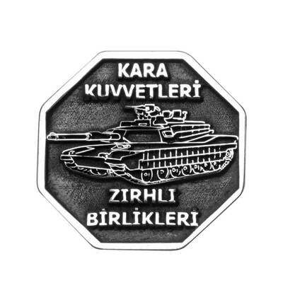 Gümüş Tank Figürlü Zırhlı Birlikler Yaka Rozeti