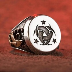 Gümüş Teşkilât-ı Mahsusa Yüzüğü (Ay Yıldız- Bozkurt) - Thumbnail