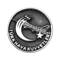 Gümüş Uçak Motifli Türk Hava Kuvvetleri Yaka Rozeti - Thumbnail
