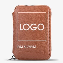 Hakiki Deri Fermuarlı İsme Özel Kartlık Cüzdan Taba