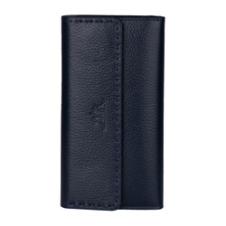 HandMax Unisex Hakiki Deri Mıknatıslı Büyük El Cüzdanı Lacivert - 4