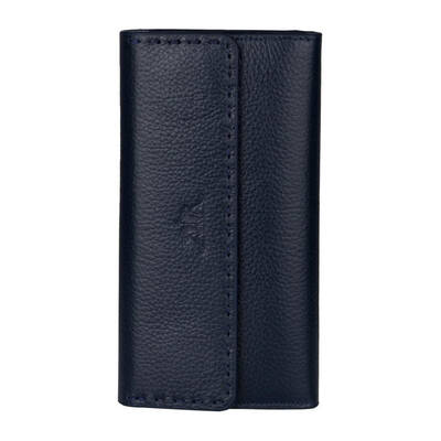 HandMax Unisex Hakiki Deri Mıknatıslı Büyük El Cüzdanı Lacivert - 4