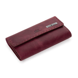HandMax Unisex Vintage Crazy Deri Mıknatıslı Büyük El Cüzdanı Bordo - 1