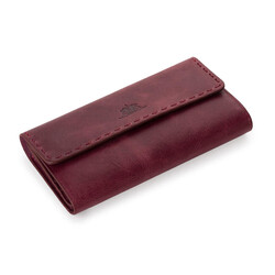 HandMax Unisex Vintage Crazy Deri Mıknatıslı Büyük El Cüzdanı Bordo - 2