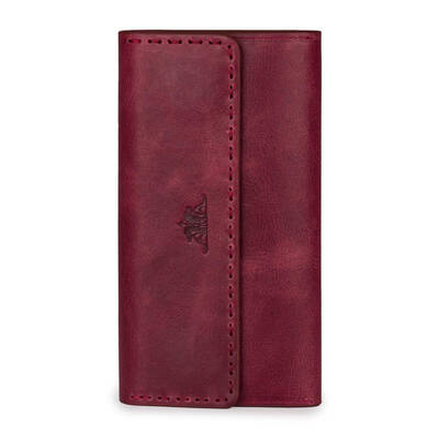 HandMax Unisex Vintage Crazy Deri Mıknatıslı Büyük El Cüzdanı Bordo - 4