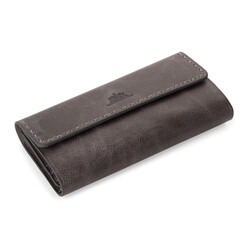 HandMax Unisex Vintage Crazy Deri Mıknatıslı Büyük El Cüzdanı Gri - 2