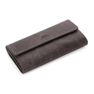 HandMax Unisex Vintage Crazy Deri Mıknatıslı Büyük El Cüzdanı Gri - 2