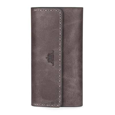 HandMax Unisex Vintage Crazy Deri Mıknatıslı Büyük El Cüzdanı Gri - 4