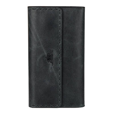 HandMax Unisex Vintage Crazy Deri Mıknatıslı Büyük El Cüzdanı İndigo - 4