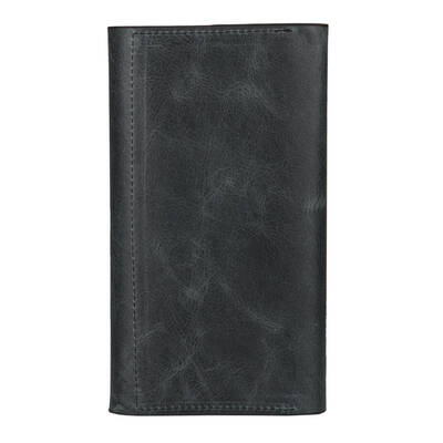 HandMax Unisex Vintage Crazy Deri Mıknatıslı Büyük El Cüzdanı İndigo - 5