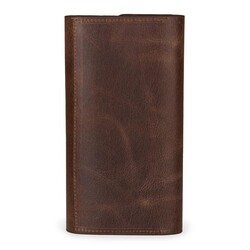 HandMax Unisex Vintage Crazy Deri Mıknatıslı Büyük El Cüzdanı Kahverengi - 5