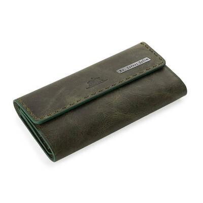 HandMax Unisex Vintage Crazy Deri Mıknatıslı Büyük El Cüzdanı Yeşil - 1