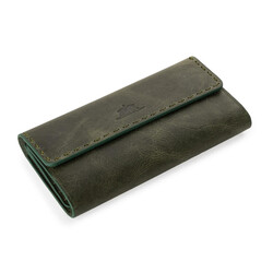 HandMax Unisex Vintage Crazy Deri Mıknatıslı Büyük El Cüzdanı Yeşil - 2