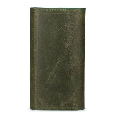 HandMax Unisex Vintage Crazy Deri Mıknatıslı Büyük El Cüzdanı Yeşil - 5