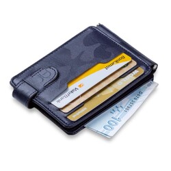 İsme Özel Çift Taraflı Deri Erkek Kartlık Cüzdan Kamuflaj Lacivert